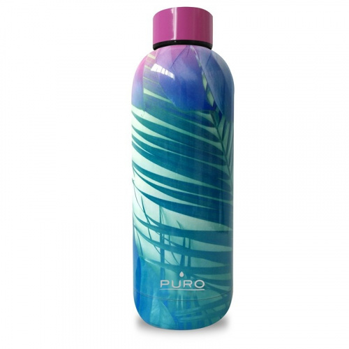 Puro Distributor - 8033830283000 - PUR172PALM - Puro Hot&Cold Thermal Stainless Steel Water Bottle 500ml (Tropical - Palms Pink) - B2B homescreen