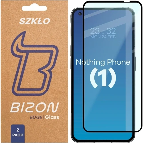 Szkło hartowane Bizon Glass Edge Duo do Nothing Phone 1 czarna ramka [2 PACK]