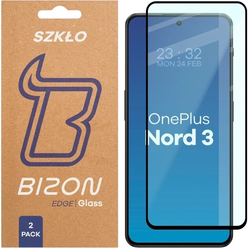 Szkło hartowane Bizon Glass Edge Duo do OnePlus Nord 3 czarna ramka [2 PACK]