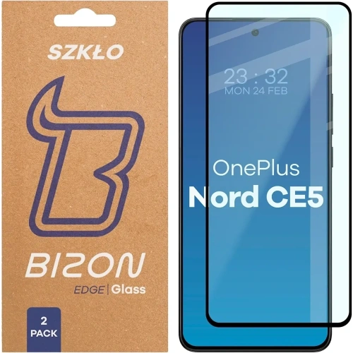Szkło hartowane Bizon Glass Edge Duo do OnePlus Nord CE5 5G czarna ramka [2 PACK]