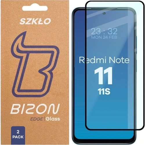 Szkło hartowane Bizon Glass Edge Duo do Xiaomi Redmi Note 11 / 11S 4G czarna ramka [2 PACK]