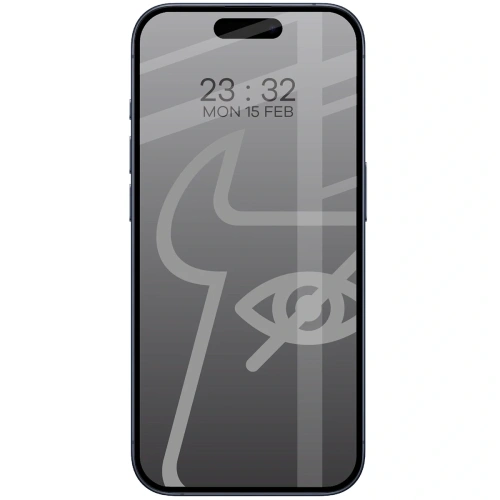 Prywatyzujące szkło hartowane Bizon Glass Edge Shadow Duo do Apple iPhone 15 Pro przyciemniane z czarną ramką [2 PACK]