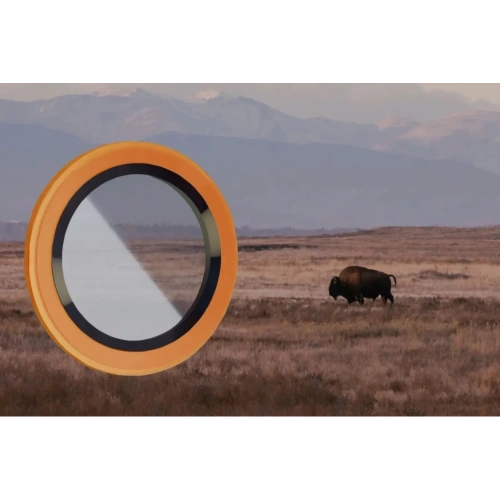 Szkło na aparat z aplikatorem Bizon Glass Snap Lens do Apple iPhone 17 Pro / 17 Pro Max pomarańczowa ramka