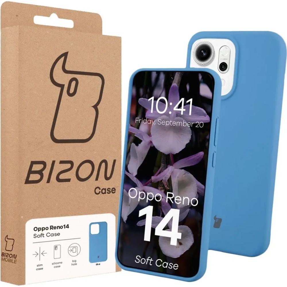 Silikonowe etui Bizon Soft Case do Oppo Reno 14 niebieskie