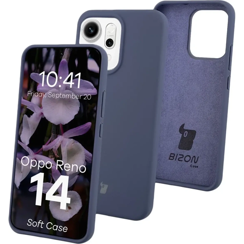 Silikonowe etui Bizon Soft Case do Oppo Reno 14 ciemnoniebieskie