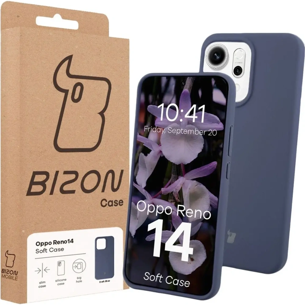 Silikonowe etui Bizon Soft Case do Oppo Reno 14 ciemnoniebieskie