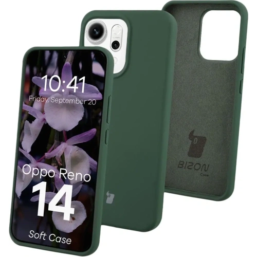 Silikonowe etui Bizon Soft Case do Oppo Reno 14 ciemnozielone