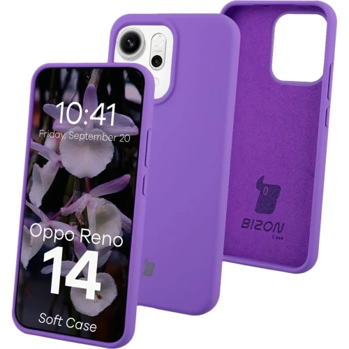 Silikonowe etui Bizon Soft Case do Oppo Reno 14 fioletowe