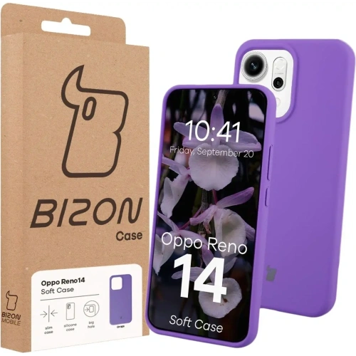 Silikonowe etui Bizon Soft Case do Oppo Reno 14 fioletowe