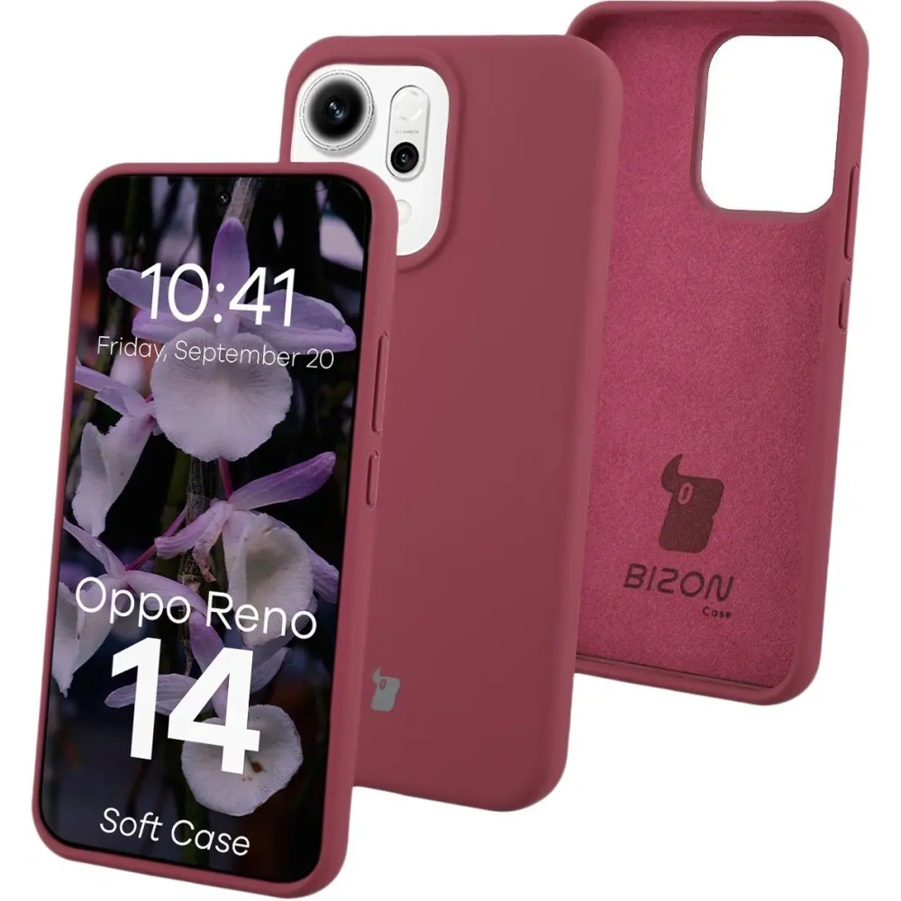 Silikonowe etui Bizon Soft Case do Oppo Reno 14 ciemnofioletowe