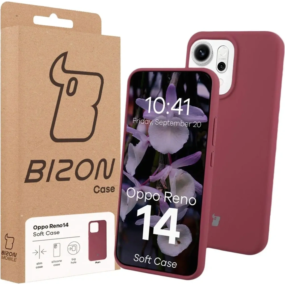 Silikonowe etui Bizon Soft Case do Oppo Reno 14 ciemnofioletowe