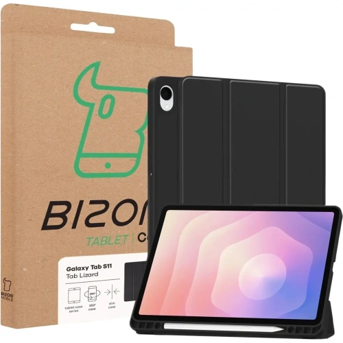 Etui z klapką Bizon Case Tab Lizard do Samsung Samsung Galaxy Tab S11 czarne