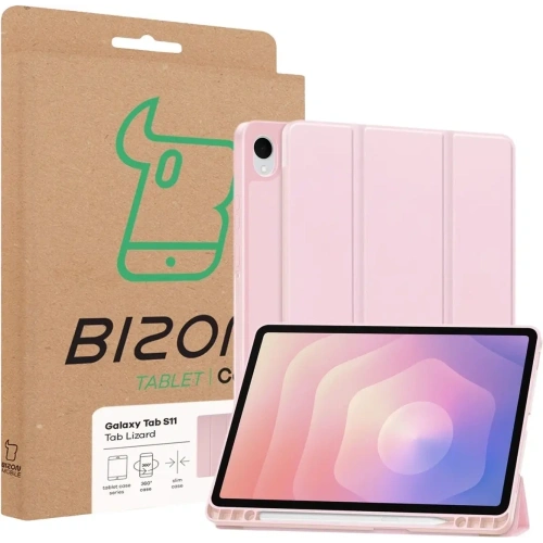 Etui z klapką Bizon Case Tab Lizard do Samsung Samsung Galaxy Tab S11 różowe