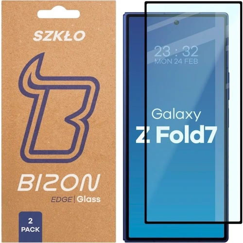 Szkło hartowane Bizon Glass Edge Duo do Samsung Galaxy Z Fold7 czarna ramka [2 PACK]