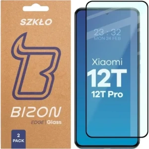 Szkło hartowane Bizon Glass Edge Duo do Xiaomi 12T / 12T Pro czarna ramka [2 PACK]