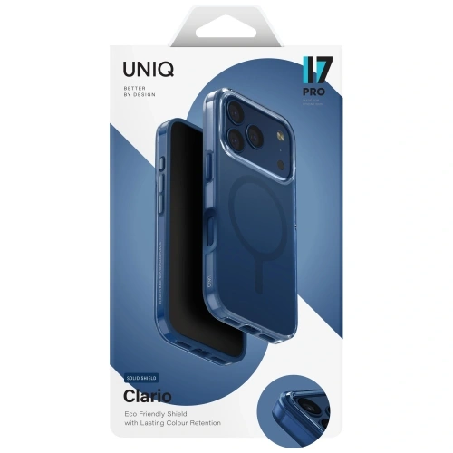 Etui UNIQ Clario do Apple iPhone 17 Pro Magclick Charging niebieski