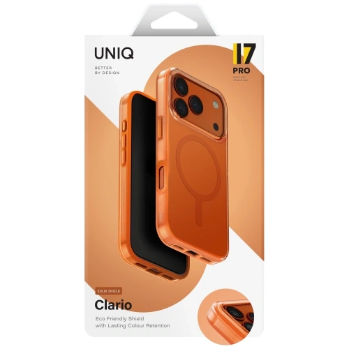 Etui UNIQ Clario do Apple iPhone 17 Pro Magclick Charging pomarańczowy