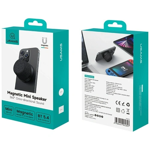 Głośnik magnetyczny USAMS YX016 MagSafe Bluetooth 5.3 czarny