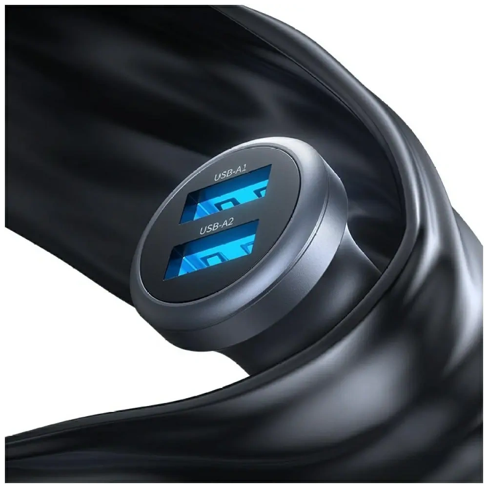 Ładowarka samochodowa USAMS CC320 Aluminium 2.4A 2xUSB-A tarnish