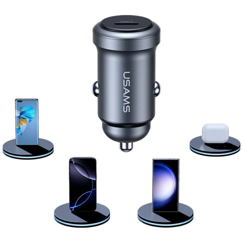 Ładowarka samochodowa USAMS CC321 Aluminium 30W USB-C PD tarnish