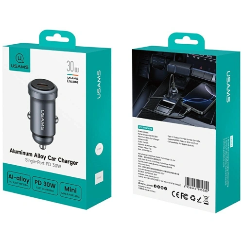 Ładowarka samochodowa USAMS CC321 Aluminium 30W USB-C PD tarnish