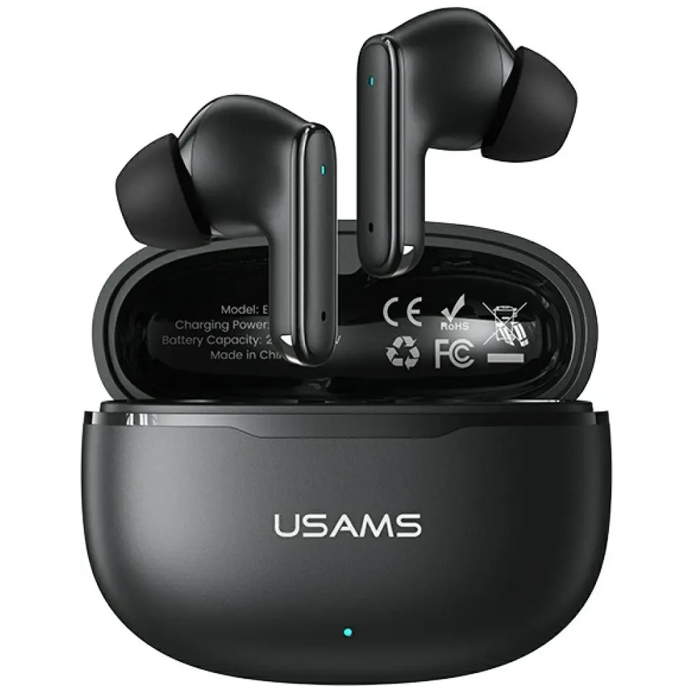 Bezprzewodowe słuchawki dokanałowe TWS USAMS E05 Bluetooth 6.0 czarny