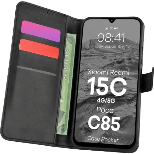 Etui z klapką Bizon Case Pocket do Xiaomi Redmi 15C 4G / 5G / Poco C85 173mm czarne