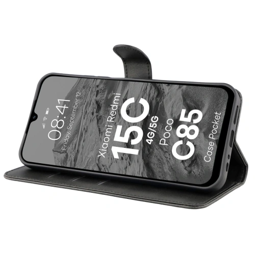 Etui z klapką Bizon Case Pocket do Xiaomi Redmi 15C 4G / 5G / Poco C85 173mm czarne