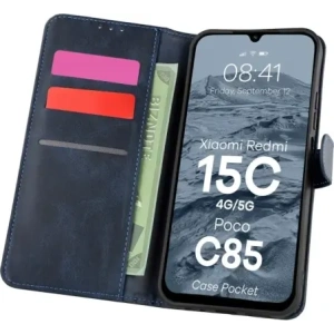 Etui z klapką Bizon Case Pocket do Xiaomi Redmi 15C 4G / 5G / Poco C85 173mm granatowe