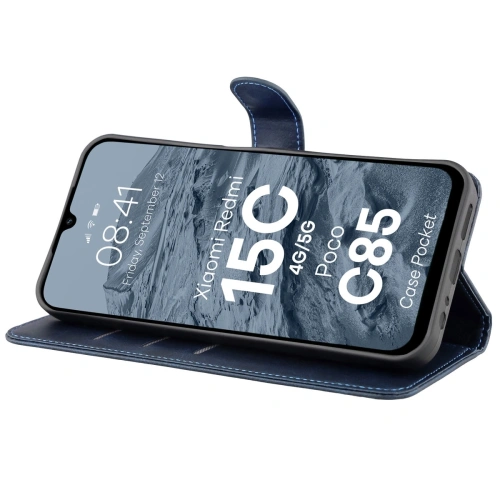 Etui z klapką Bizon Case Pocket do Xiaomi Redmi 15C 4G / 5G / Poco C85 173mm granatowe