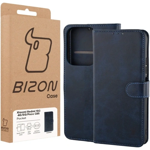 Etui z klapką Bizon Case Pocket do Xiaomi Redmi 15C 4G / 5G / Poco C85 173mm granatowe