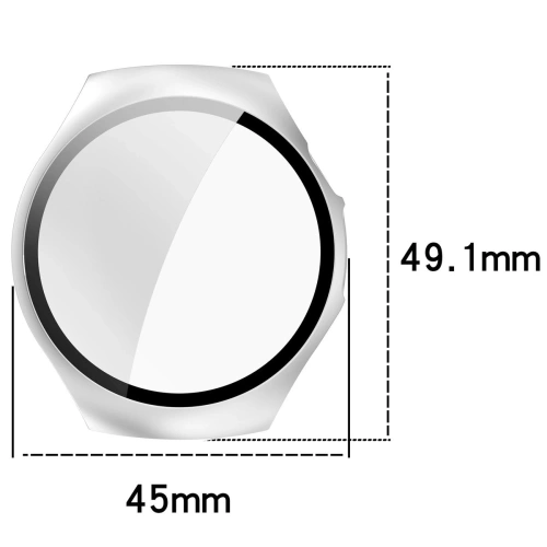 Etui ze szkłem do zegarka Bizon Case+Glass Watch do Huawei Watch 5 42mm satynowe srebrne