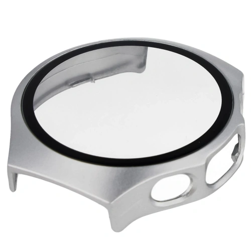 Etui ze szkłem do zegarka Bizon Case+Glass Watch do Huawei Watch 5 42mm satynowe srebrne