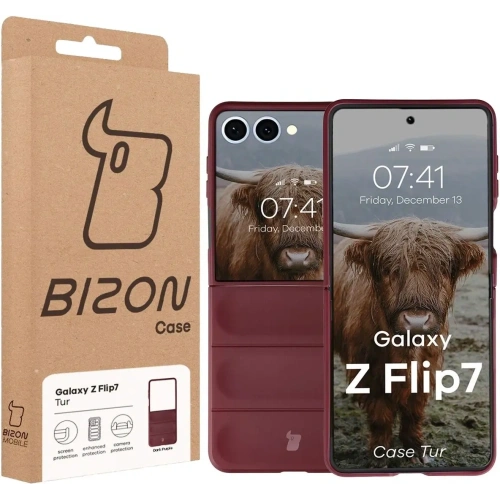 Pancerne etui Bizon Case Tur do Samsung Galaxy Z Flip7 burgundowe