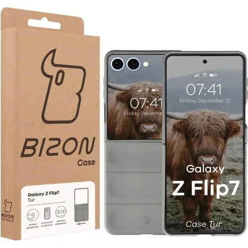 Pancerne etui Bizon Case Tur do Samsung Galaxy Z Flip7 szare