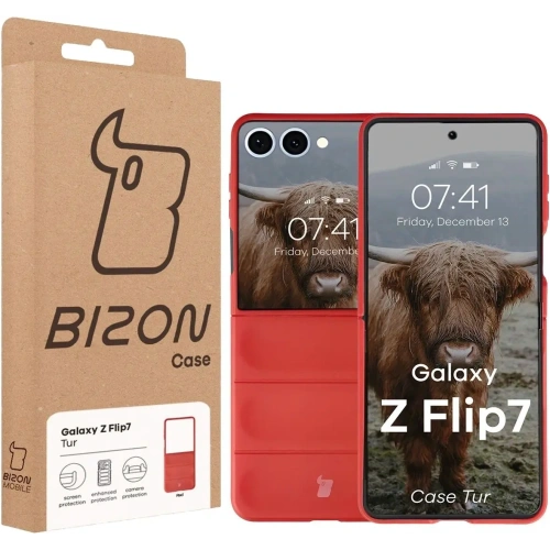 Pancerne etui Bizon Case Tur do Samsung Galaxy Z Flip7 czerwone