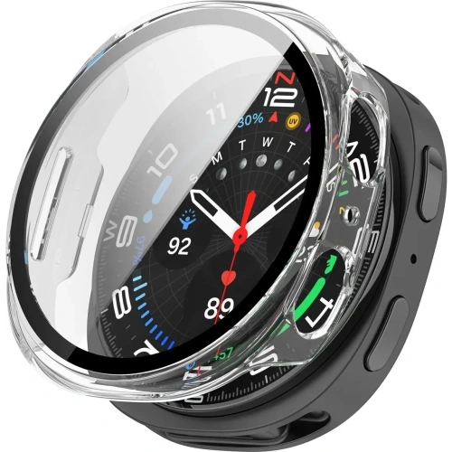 Etui ze szkłem do zegarka Bizon Case+Glass Watch do Samsung Samsung Galaxy Watch 8 44mm przeźroczyste