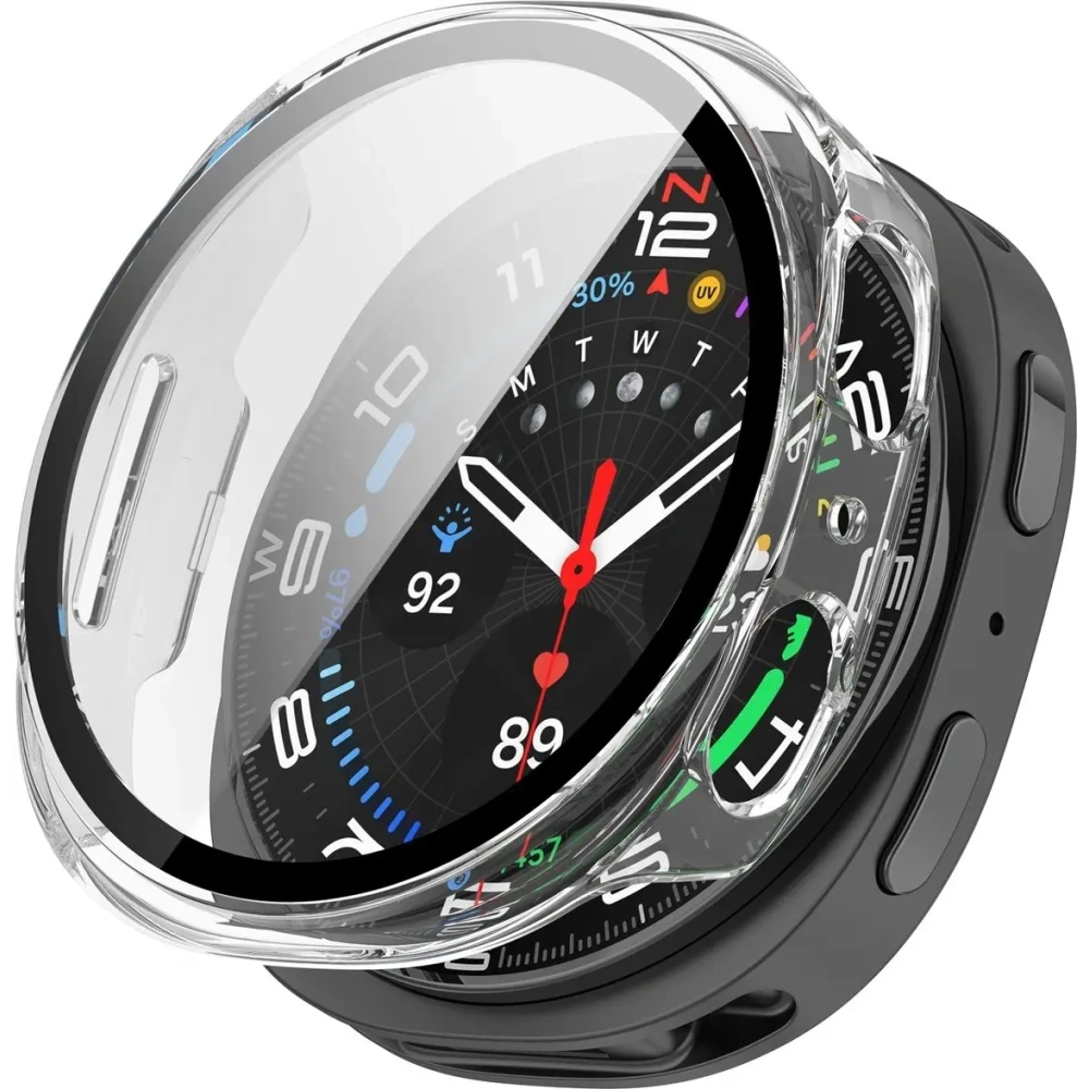 Etui ze szkłem do zegarka Bizon Case+Glass Watch do Samsung Samsung Galaxy Watch 8 44mm przeźroczyste