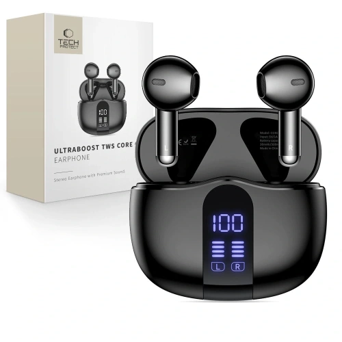 Bezprzewodowe słuchawki douszne Tech-Protect Ultraboost TWS Earphone Core G2 Balck