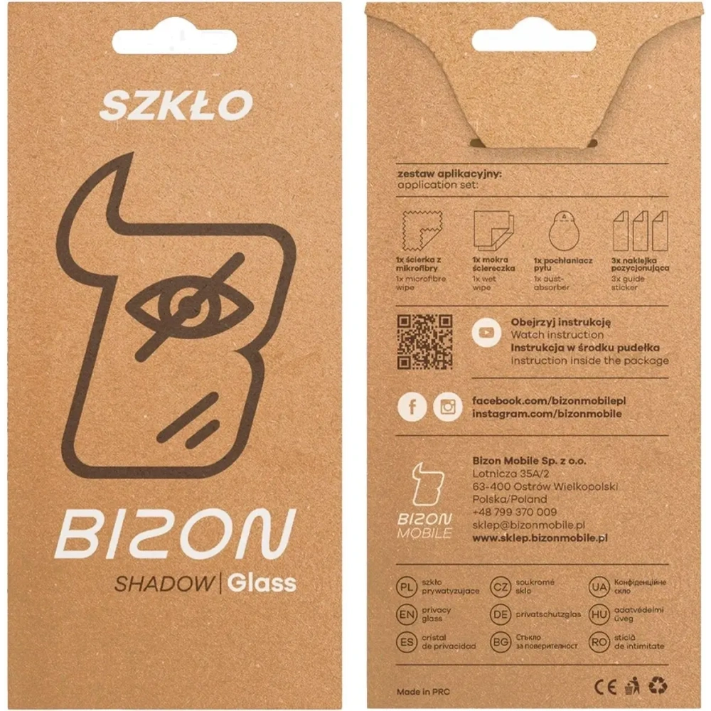 Prywatyzujące szkło hartowane Bizon Glass Edge Shadow do Apple iPhone Air przyciemniane z czarną ramką
