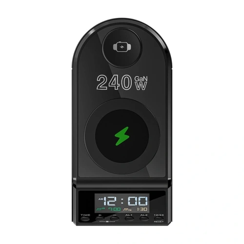 Budzik z ładowarką bezprzewodową Blitzwolf BW-FW10 2xUSB-A 60W, 4xUSB-C 120W, do telefonu, do zegarka