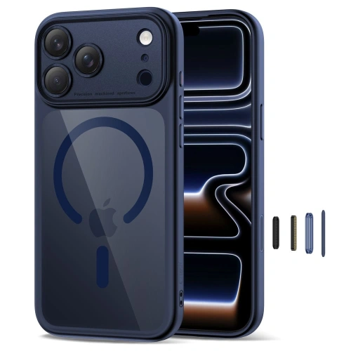 Etui Tech-Protect Magpeak MagSafe CC do Apple iPhone 17 Pro Deep Blue/clear