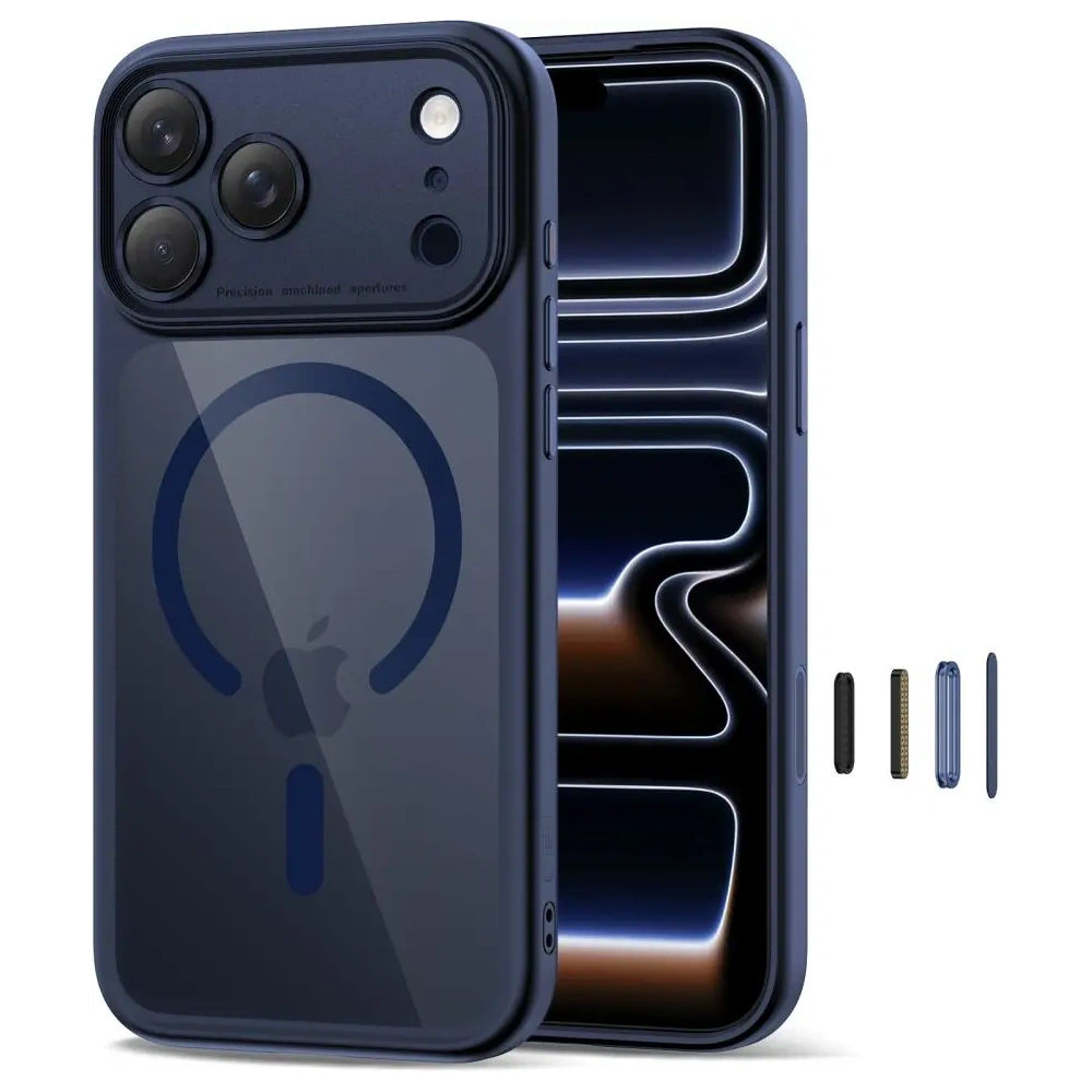 Etui Tech-Protect Magpeak MagSafe CC do Apple iPhone 17 Pro Deep Blue/clear