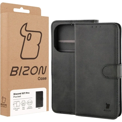 Etui z klapką Bizon Case Pocket do Xiaomi 15T Pro czarne