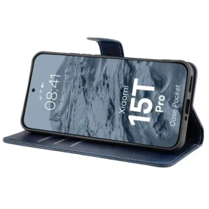 Etui z klapką Bizon Case Pocket do Xiaomi 15T Pro granatowe Etui z klapką Bizon Case Pocket do Xiaomi 15T Pro granatowe