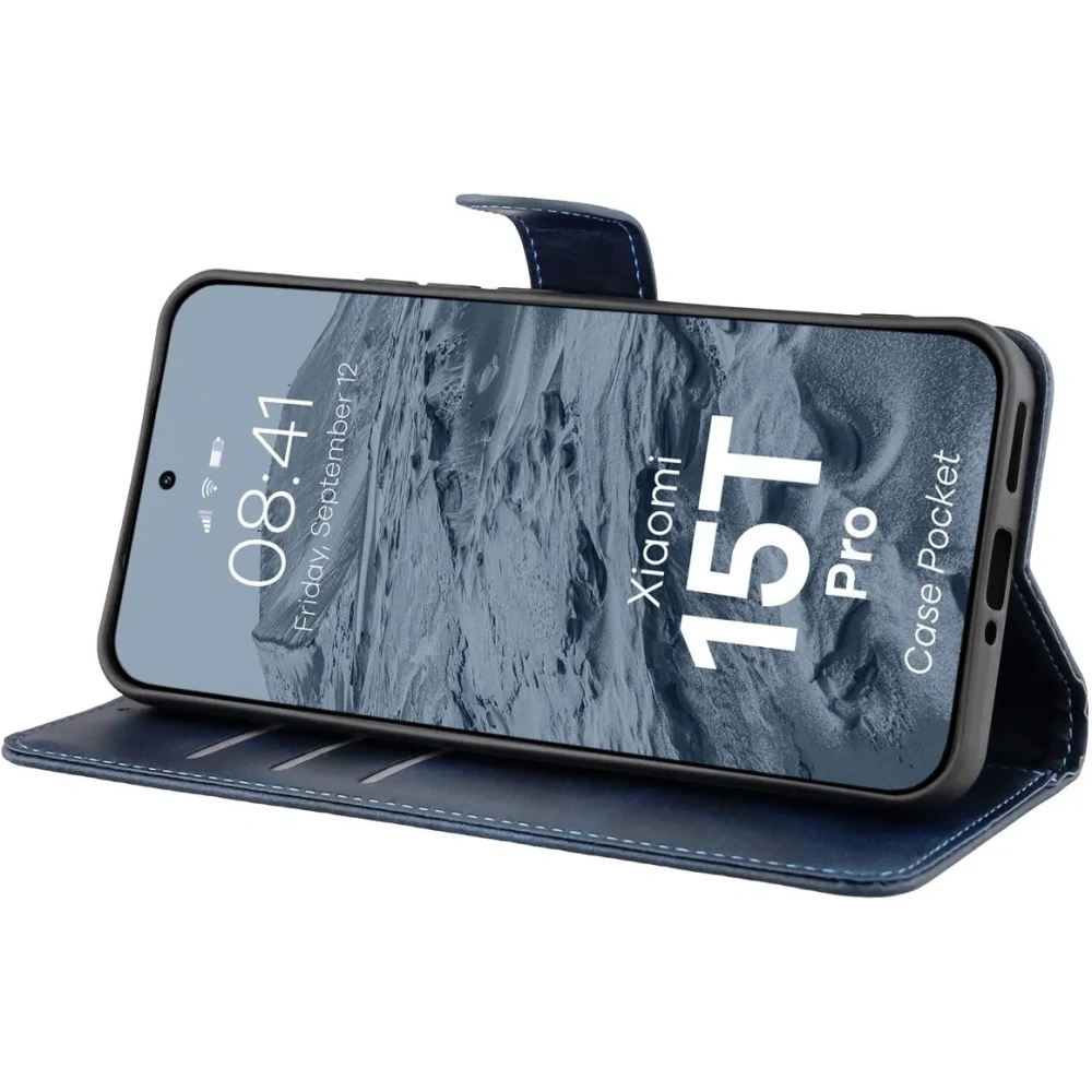 Etui z klapką Bizon Case Pocket do Xiaomi 15T Pro granatowe Etui z klapką Bizon Case Pocket do Xiaomi 15T Pro granatowe