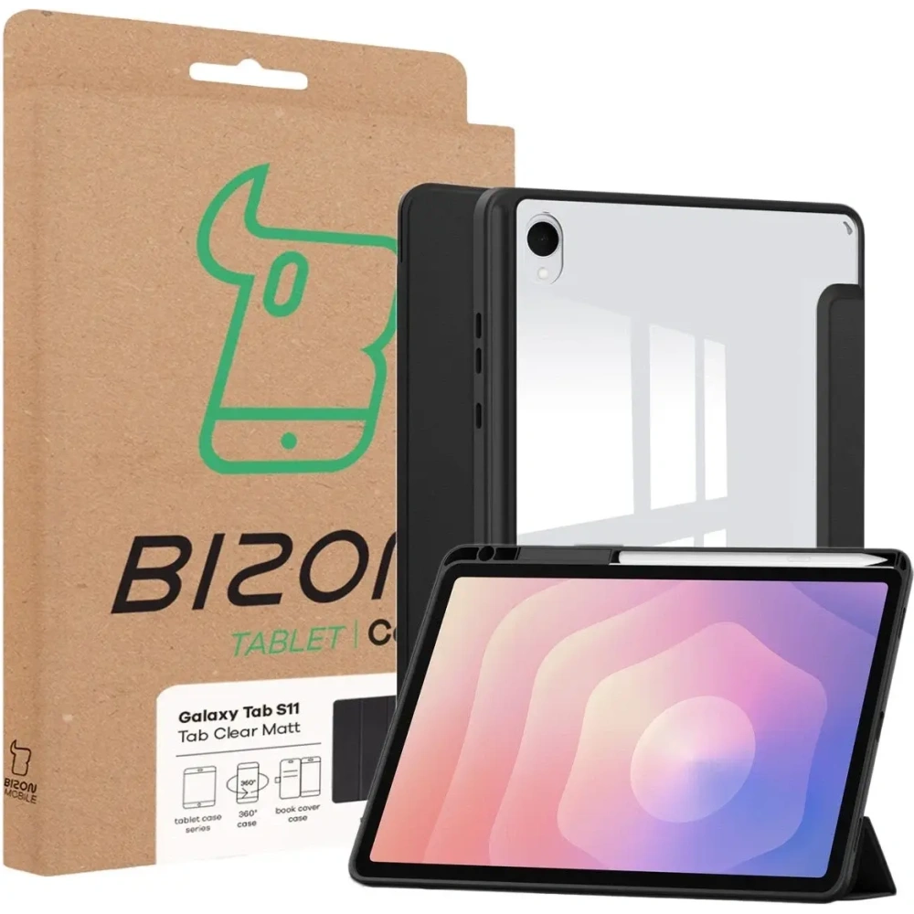 Etui z klapką Bizon Case Tab Clear Matt do Samsung Galaxy Tab S11 czarne