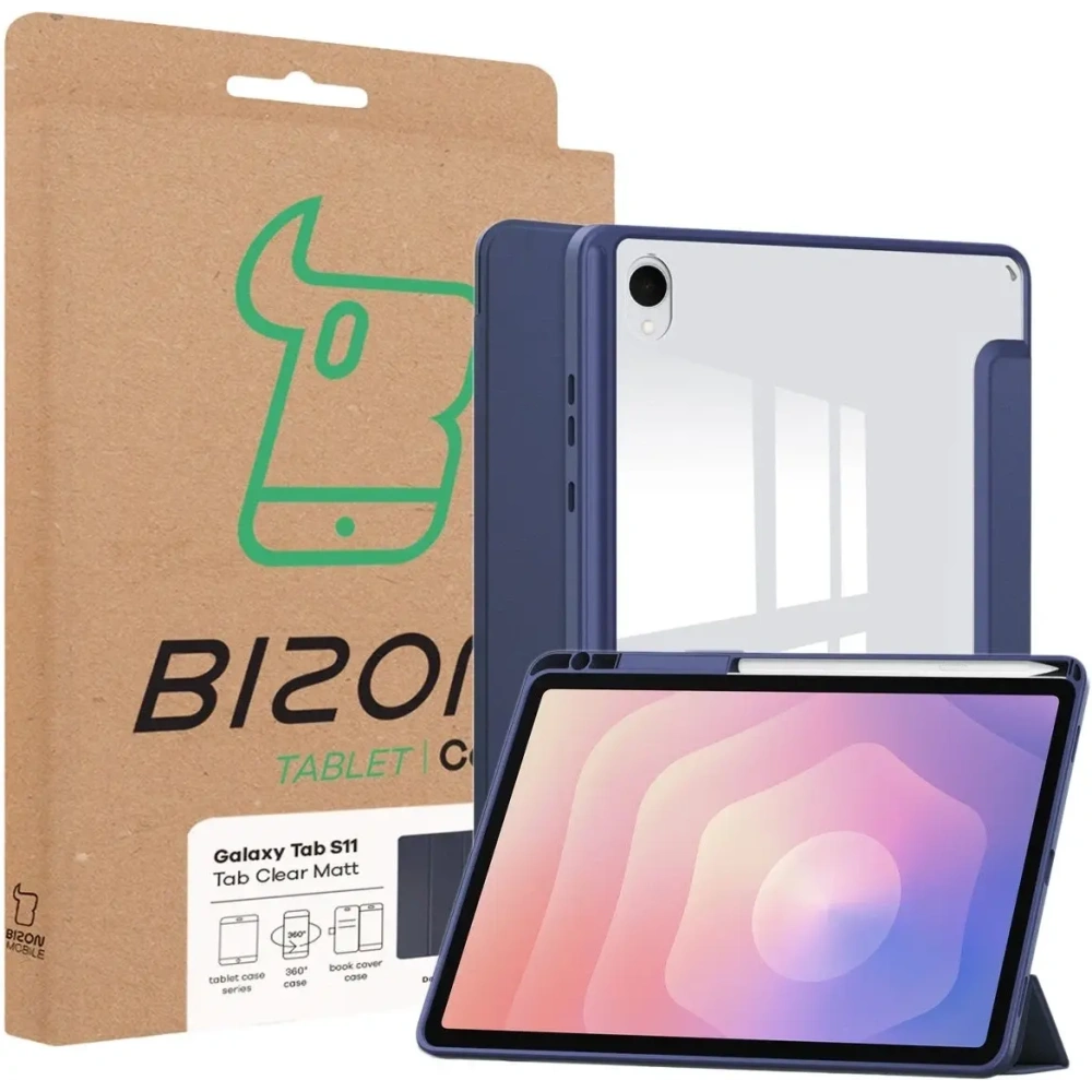 Etui z klapką Bizon Case Tab Clear Matt do Samsung Galaxy Tab S11 granatowe