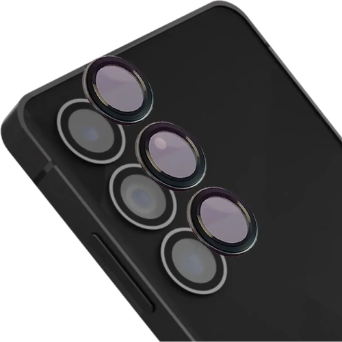 Szkło na aparat z aplikatorem Bizon Glass Snap Lens do Samsung Galaxy S25 FE czarna ramka