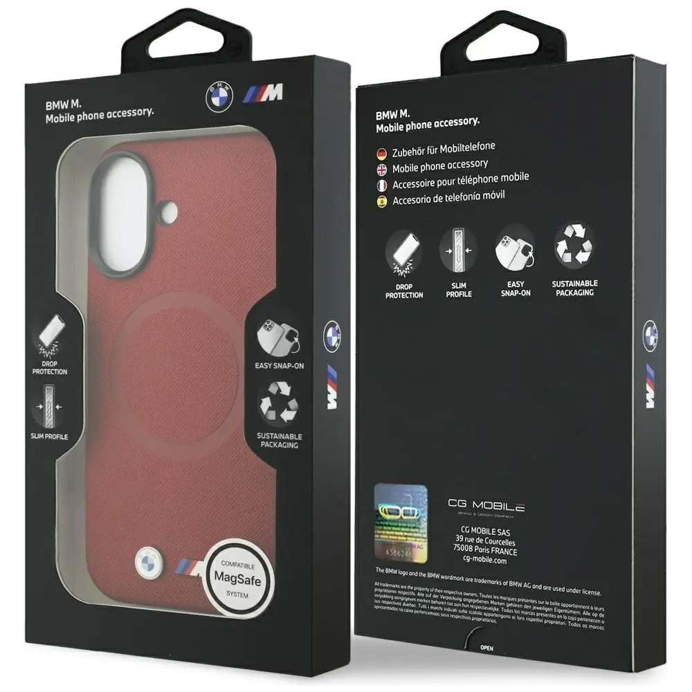 Etui BMW M FW Metal Logo MagSafe do Apple iPhone 17 czerwony